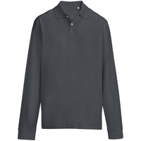 Рубашка поло унисекс с длинным рукавом Pacific LSL, темно-серая (графит), размер XXL