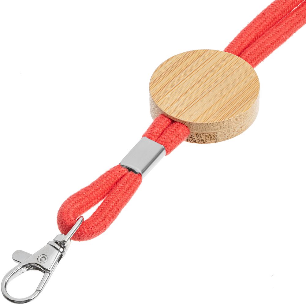 Шнурок для бейджа Tube Wood, красный