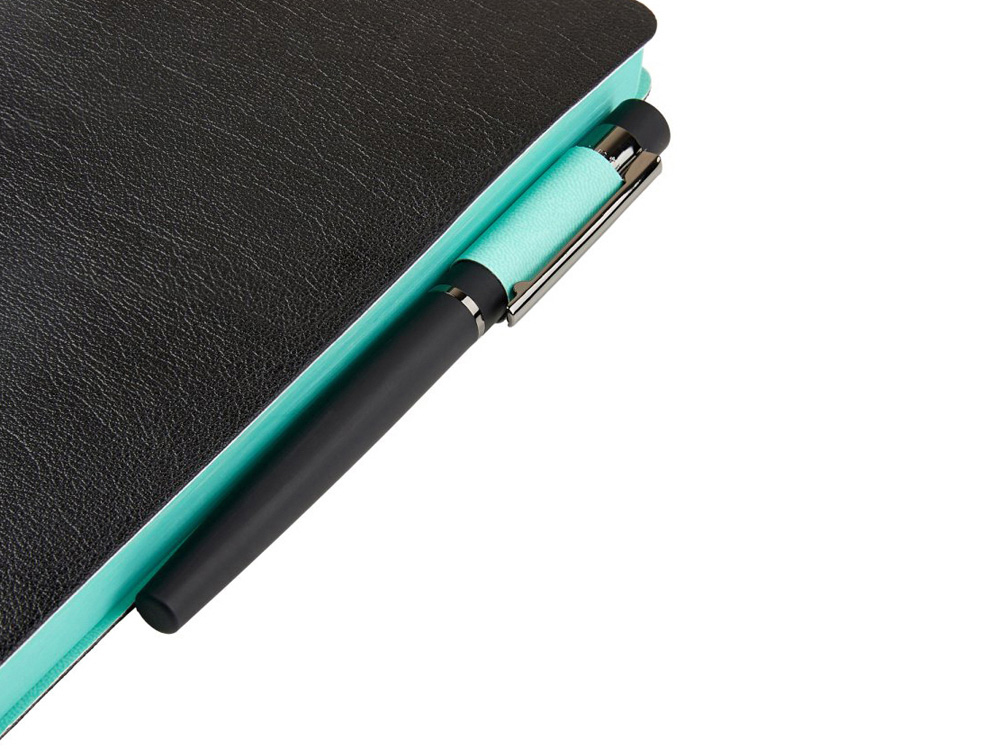 Ежедневник недатированный А5 Boston, черный (бирюзовый обрез)