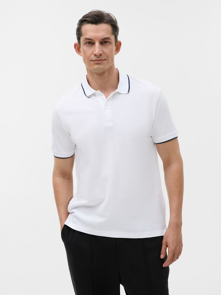 Рубашка поло унисекс Palermo, белая с темно-синим