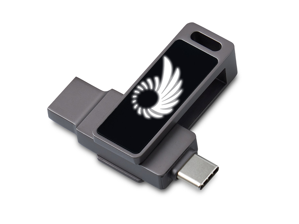 USB3.0/ Type-C флешка 2в1 на 32 ГБ Спинлайт с подсветкой