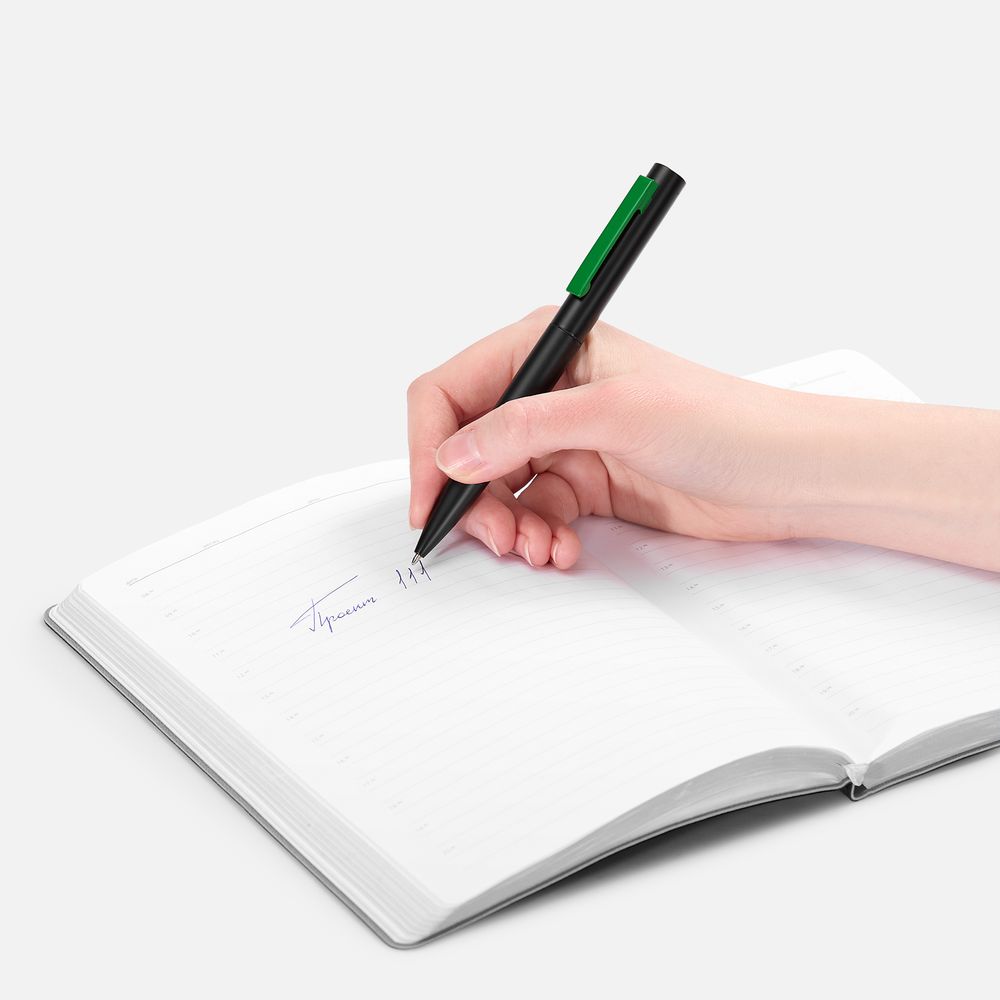 Ручка шариковая Inkolor, черная с зеленым