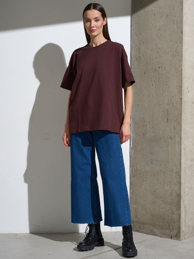 Футболка Oversize Premium, коричневая (шоколад)
