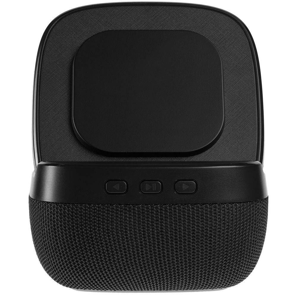 Колонка с беспроводной зарядкой Esca и подсветкой логотипа, черная