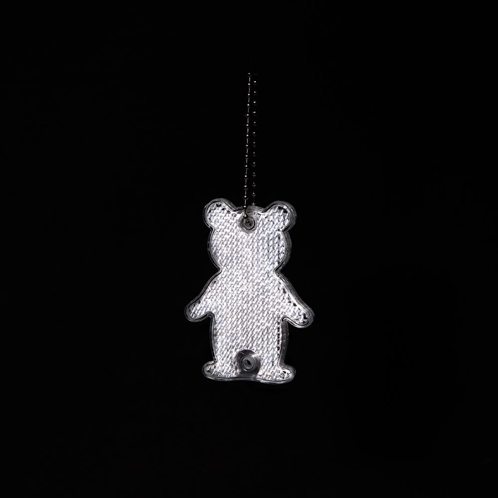 Пешеходный светоотражатель с цепочкой «Мишка», белый