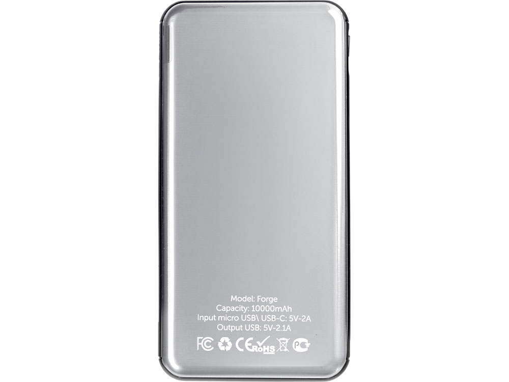 Внешний аккумулятор Forge v.2, металл, 10000mah, серебристый