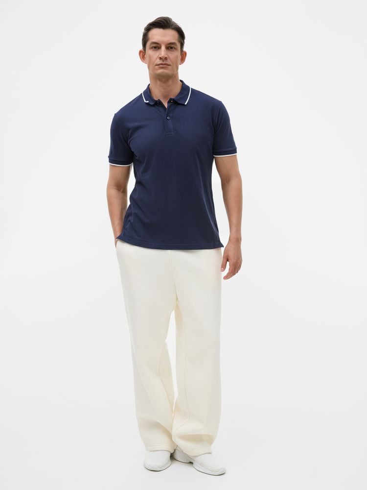 Рубашка поло унисекс Palermo, темно-синяя с белым