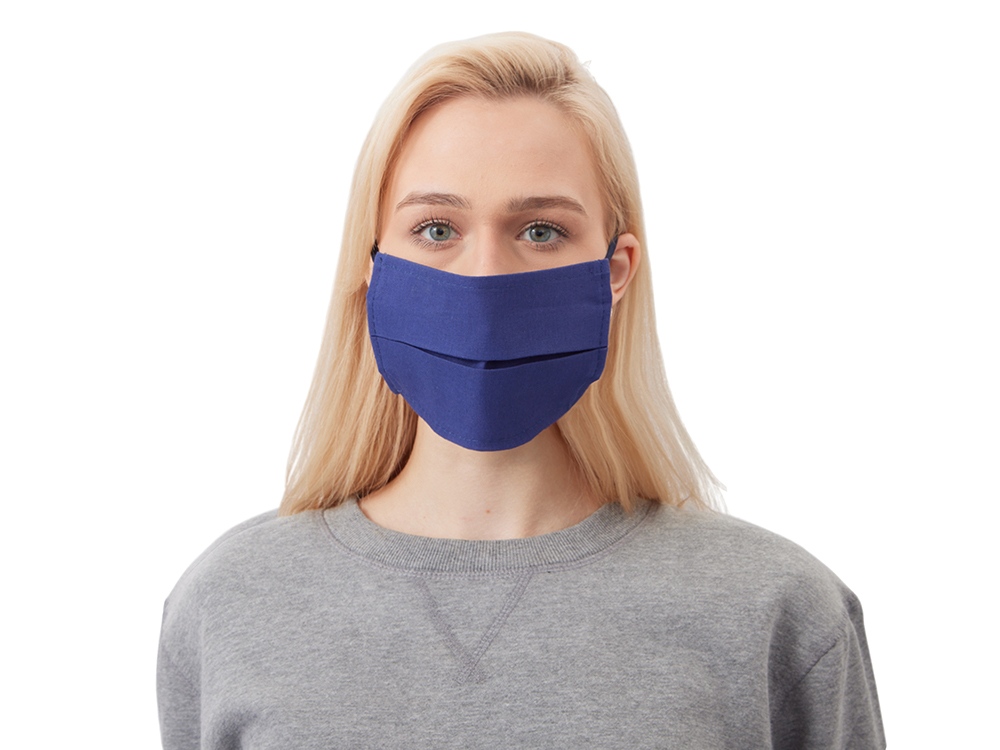 Маска для лица многоразовая из хлопка, синий