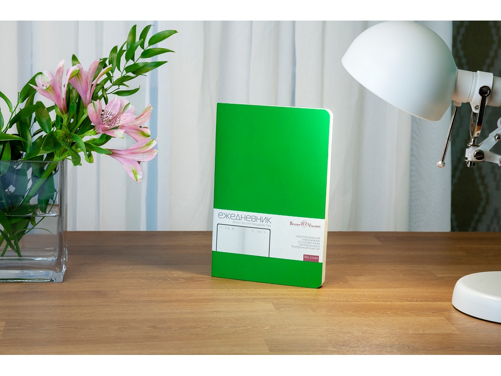 Ежедневник А5 недатированный Megapolis Velvet Flex, зеленый флуор
