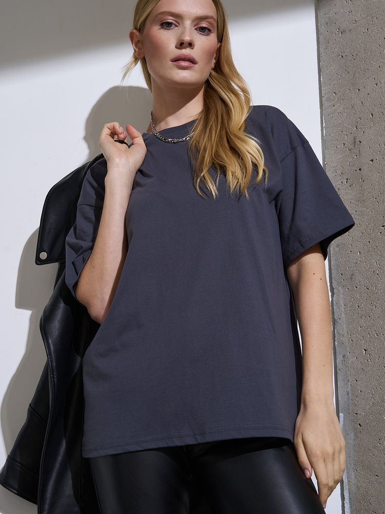 Футболка Oversize Premium, темно-серая (антрацит)