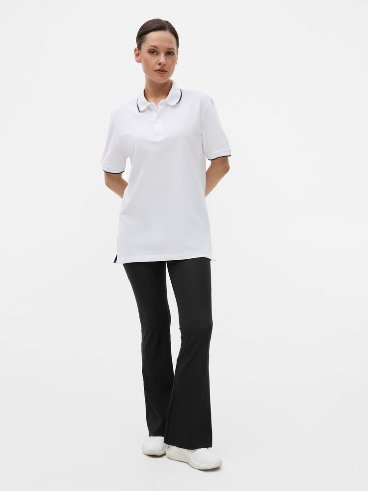 Рубашка поло унисекс Palermo, белая с темно-синим