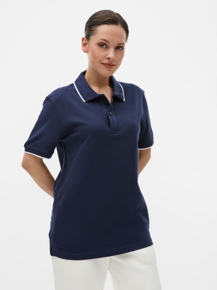Рубашка поло унисекс Palermo, темно-синяя с белым