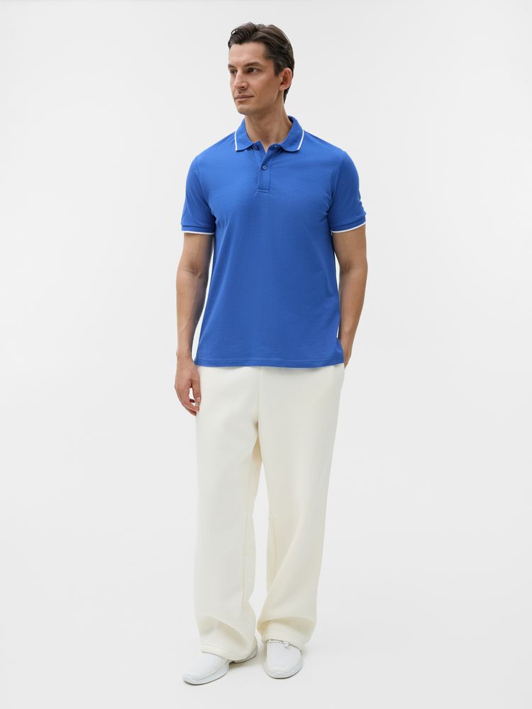 Рубашка поло унисекс Palermo, ярко-синяя с белым