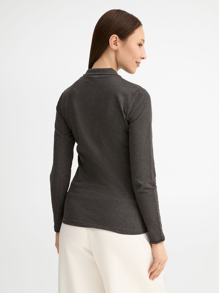 Рубашка поло женская с длинным рукавом Perfect LSL Women, черный меланж