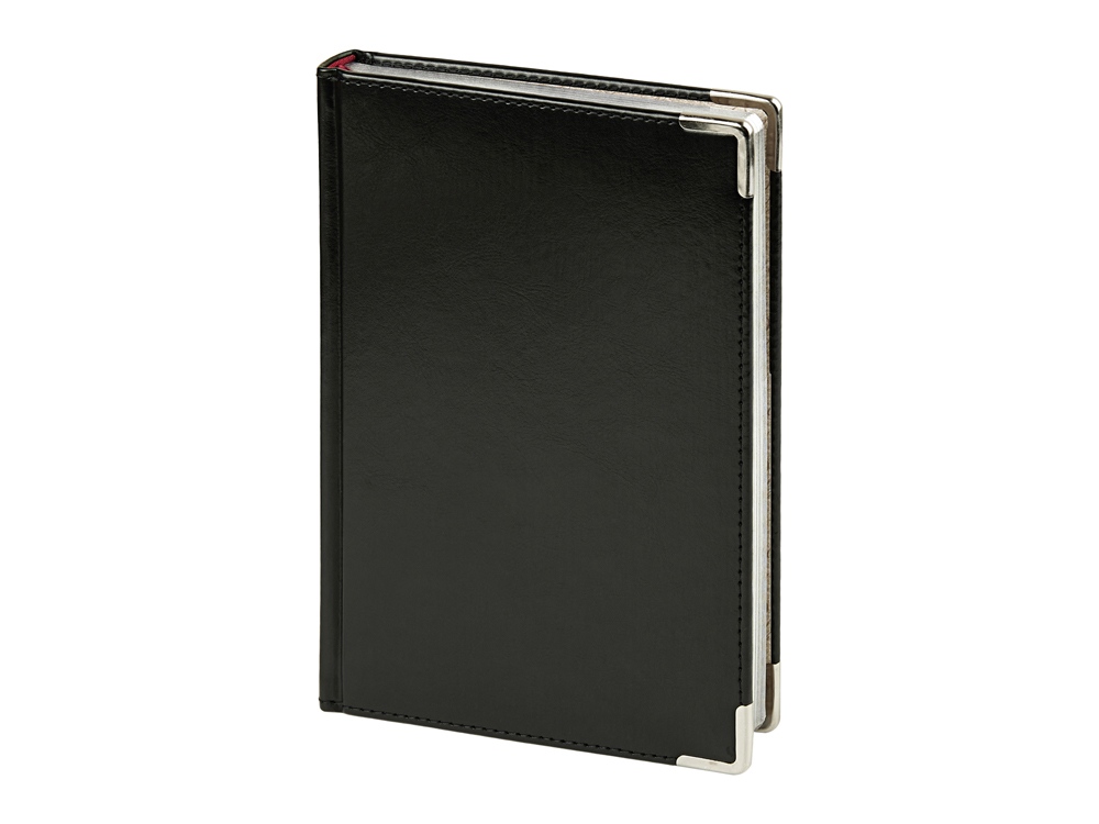 Ежедневник недатированный А5 Sidney Nebraska, черный (серебряный обрез, серебряные уголки)