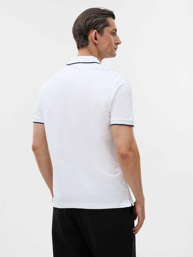 Рубашка поло унисекс Palermo, белая с темно-синим