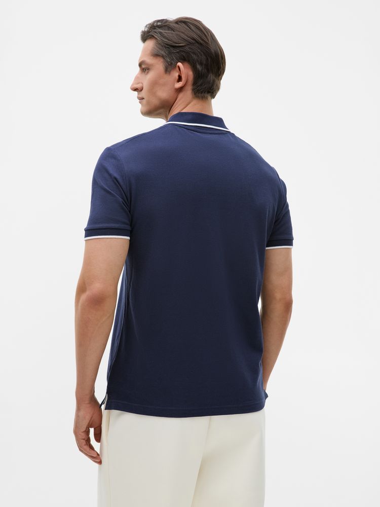 Рубашка поло унисекс Palermo, темно-синяя с белым