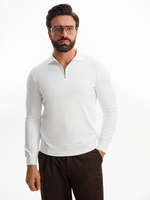 Рубашка поло мужская с длинным рукавом Terrazzo, белая, размер 2XL/3XL