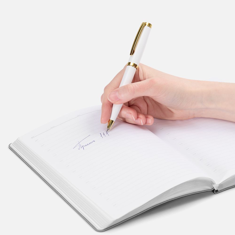 Ручка шариковая Letra Gold, глянцевая, белая