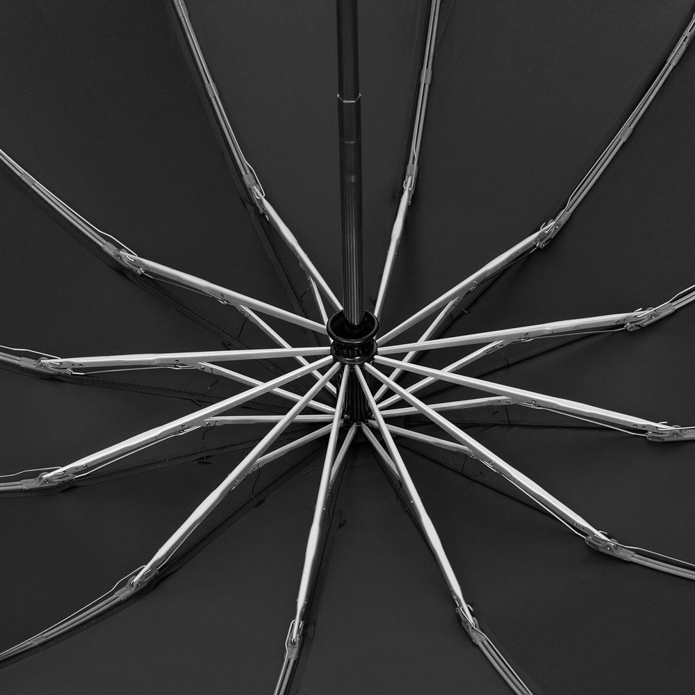 Зонт обратного сложения inLoop с ручкой-карабином, черный