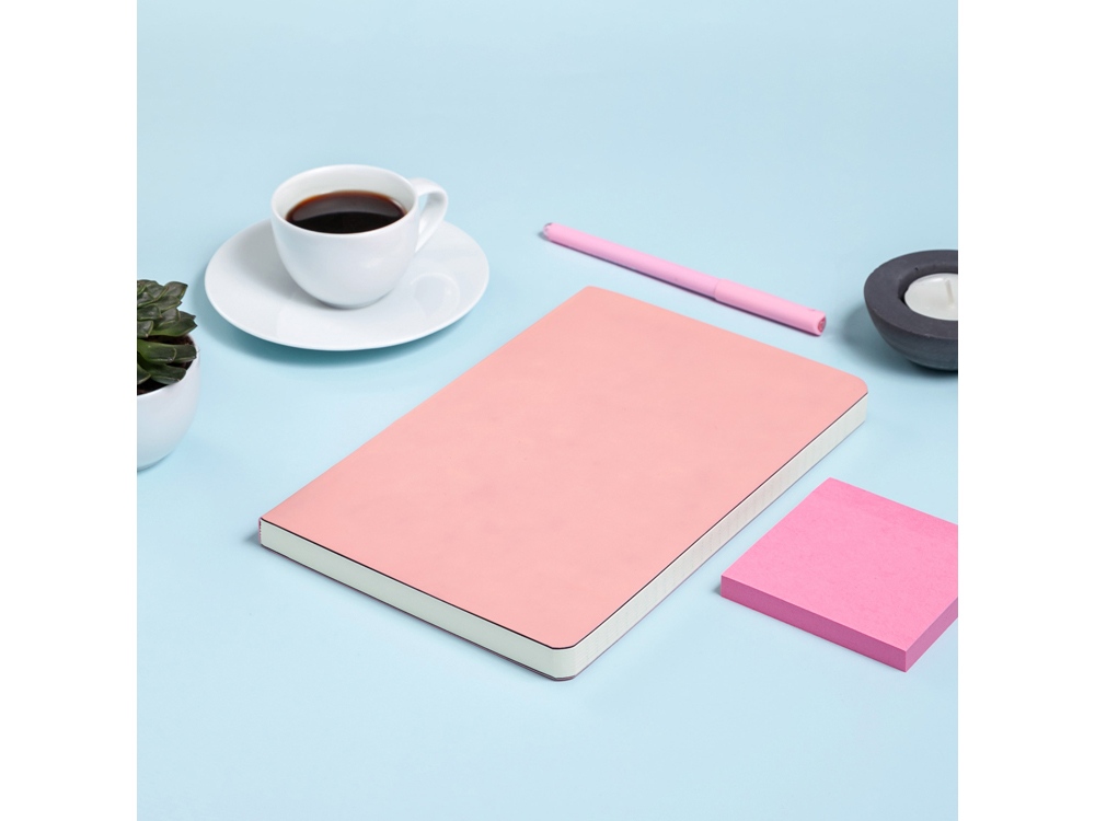 Ежедневник А5 недатированный Megapolis Velvet Flex, розовый powder