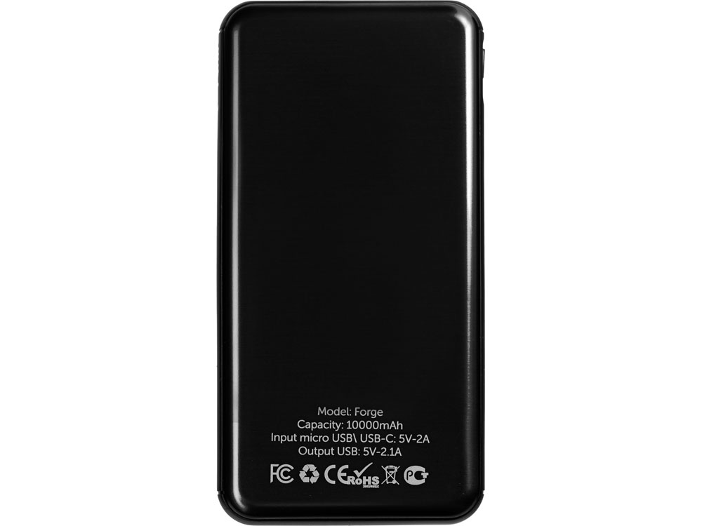 Внешний аккумулятор Forge v.2, металл, 10000mah, черный
