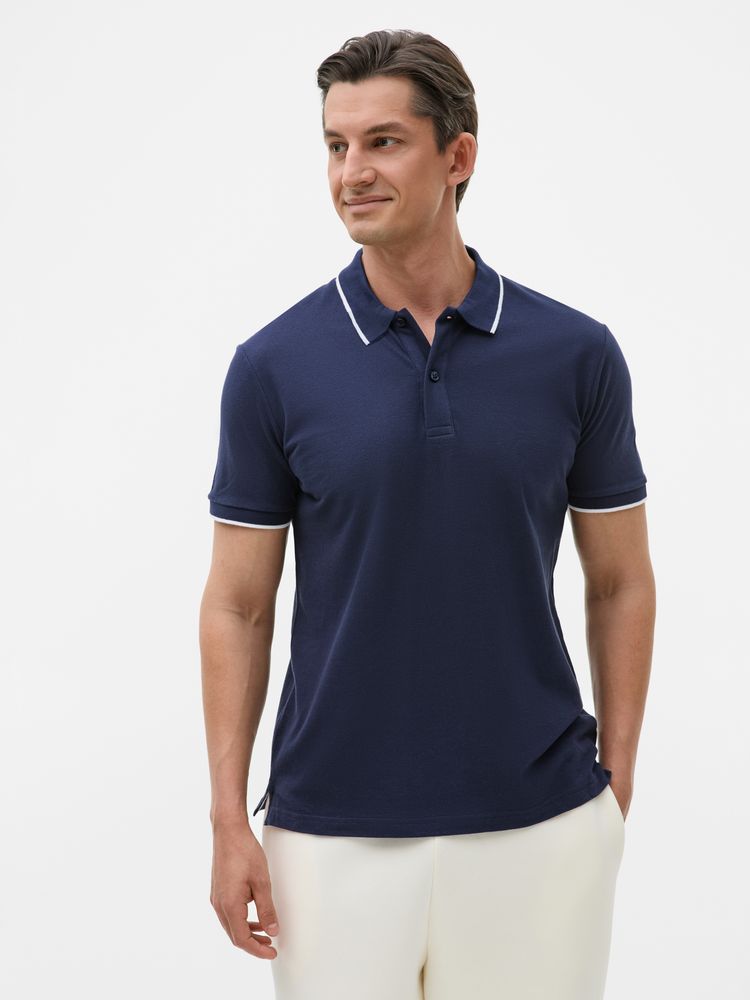 Рубашка поло унисекс Palermo, темно-синяя с белым