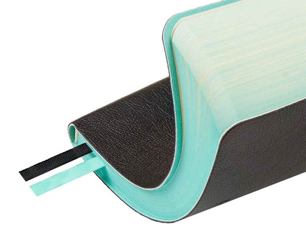 Ежедневник недатированный А5 Boston, черный (бирюзовый обрез)