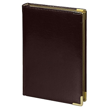 Ежедневник полудатированный Classic Pristine Gold А5, темно-коричневый с золотом, с металлическими уголками, в твердой обложке с поролоном