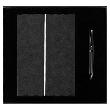 Набор подарочный Solution Prestige Duo, (Ежедневник в суперобложке Country Galaxy Nuba A5+, Ручка шариковая матовая Prime), черный