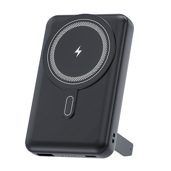 Магнитный внешний аккумулятор Axion с беспроводной зарядкой (15W), 10000 Mah, черный