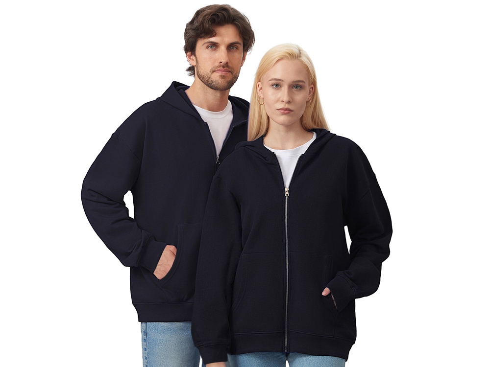 Толстовка оверсайз с капюшоном на молнии Monaco, темно-синий