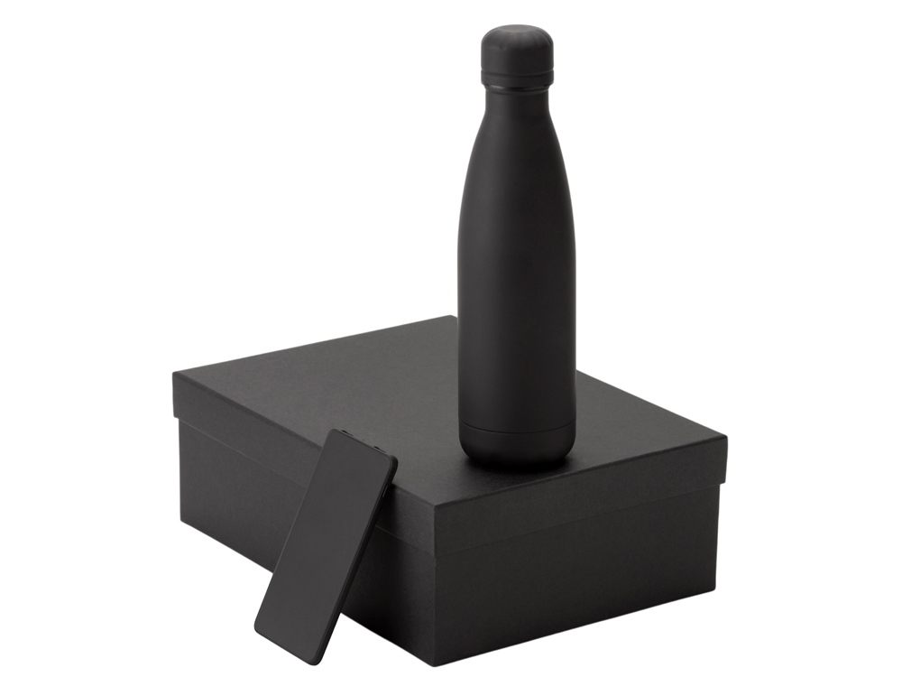 Подарочный набор с термобутылкой и повербанком С1, 5000 mAh, черный