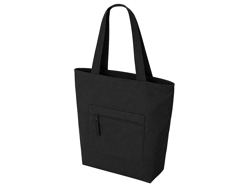 Сумка на молнии Zipper  Neo из хлопка 280 г c карманом на молнии спереди, черный