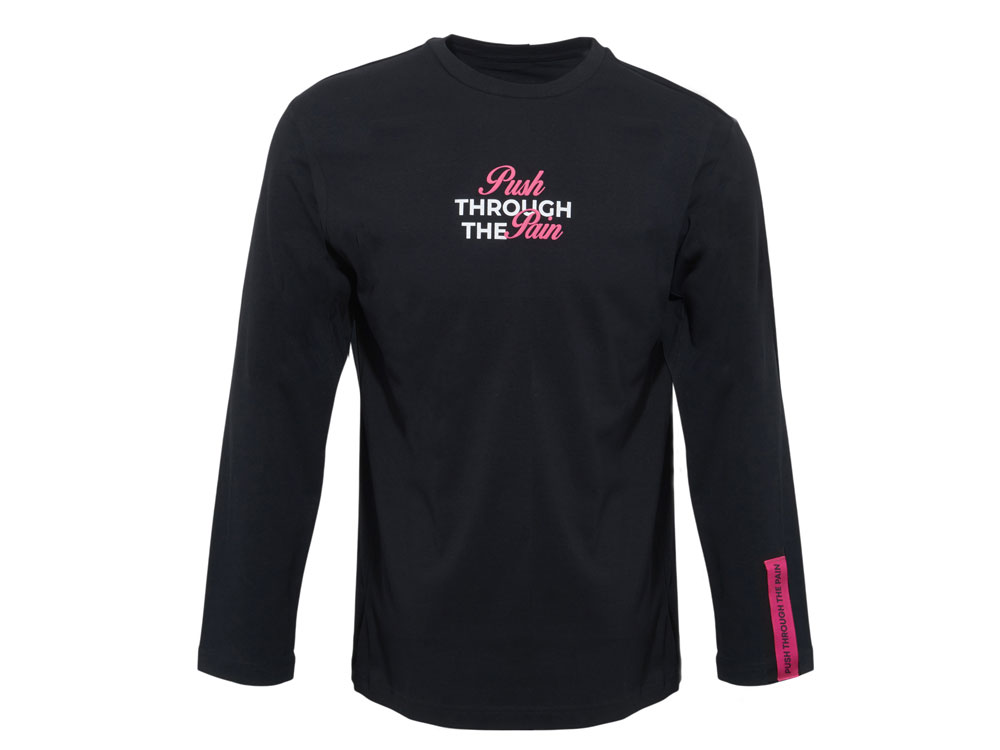 Лонгслив HD Fit мужской, черный, трафаретная печать и бренд тайп