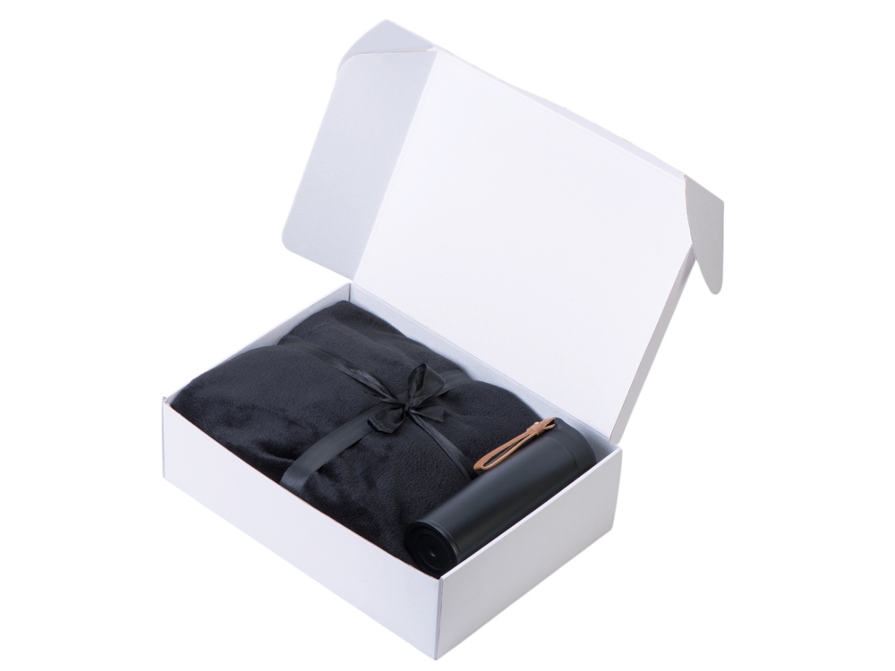 Подарочный набор с пледом, термосом Cozy hygge 2.0, черный