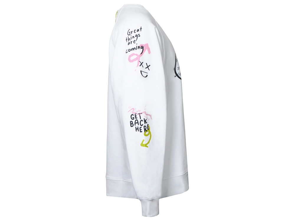 Свитшот оверсайз с рукавом реглан Belgrade, унисекс, белый, ДТФ текстиль