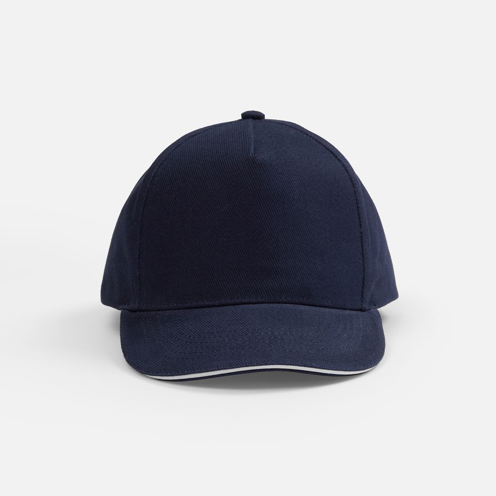Бейсболка Classic 2.0, темно-синяя с белым кантом