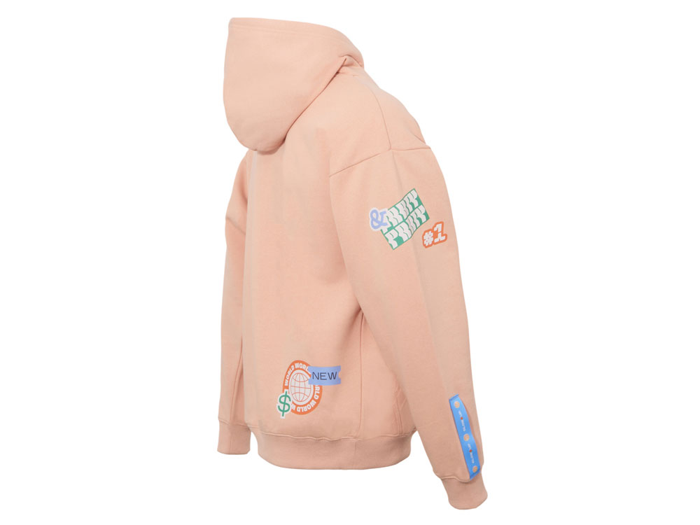 Толстовка с капюшоном оверсайз Berlin унисекс, лососевый, ДТФ, бренд тайп и лейбл