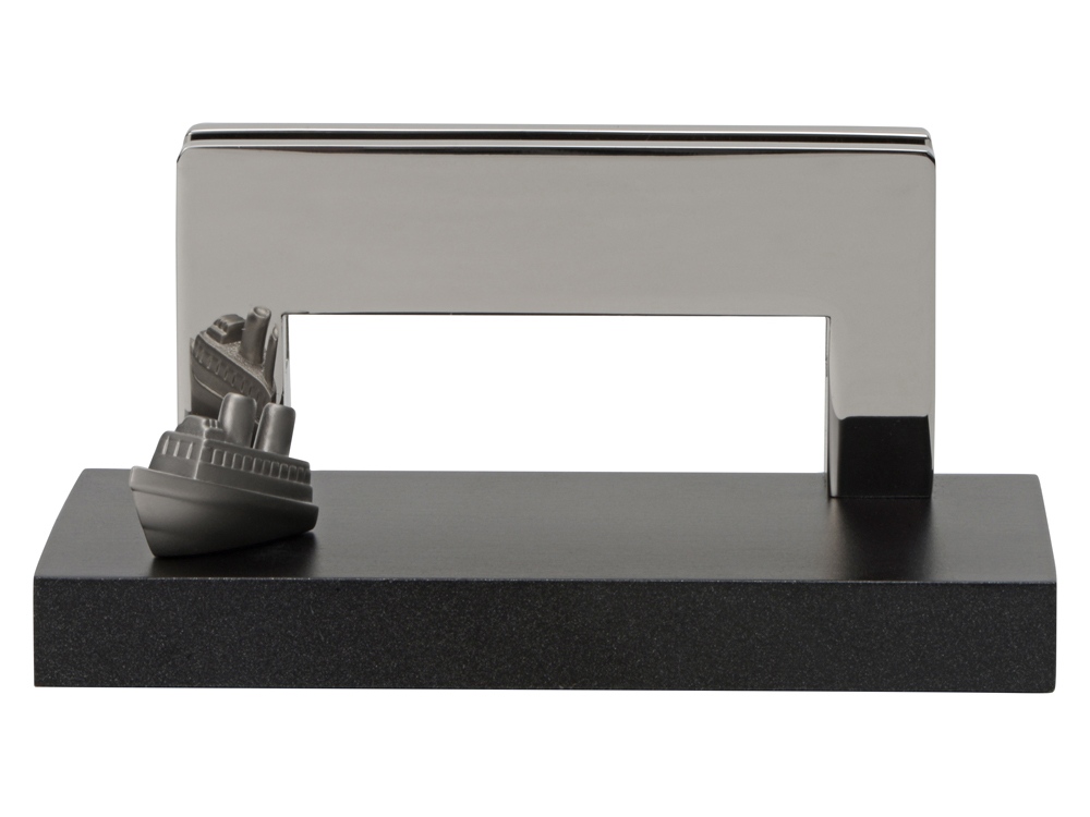 Подставка для визиток Круиз, серебристый/черный