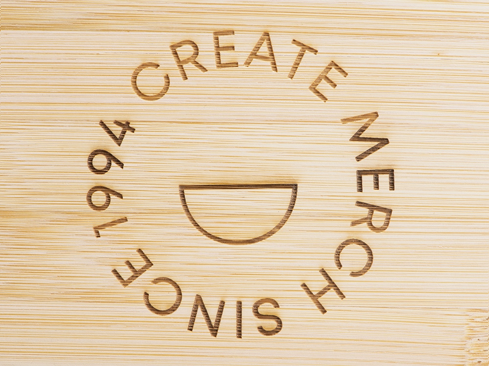 Ланч-бокс Lunch из пшеничного волокна с бамбуковой крышкой с гравировкой