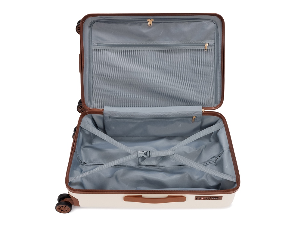 Чемодан BUGATTI Amelia, бежевый, поликарбонат / АБС-пластик, 42х24х67 см, 55 л