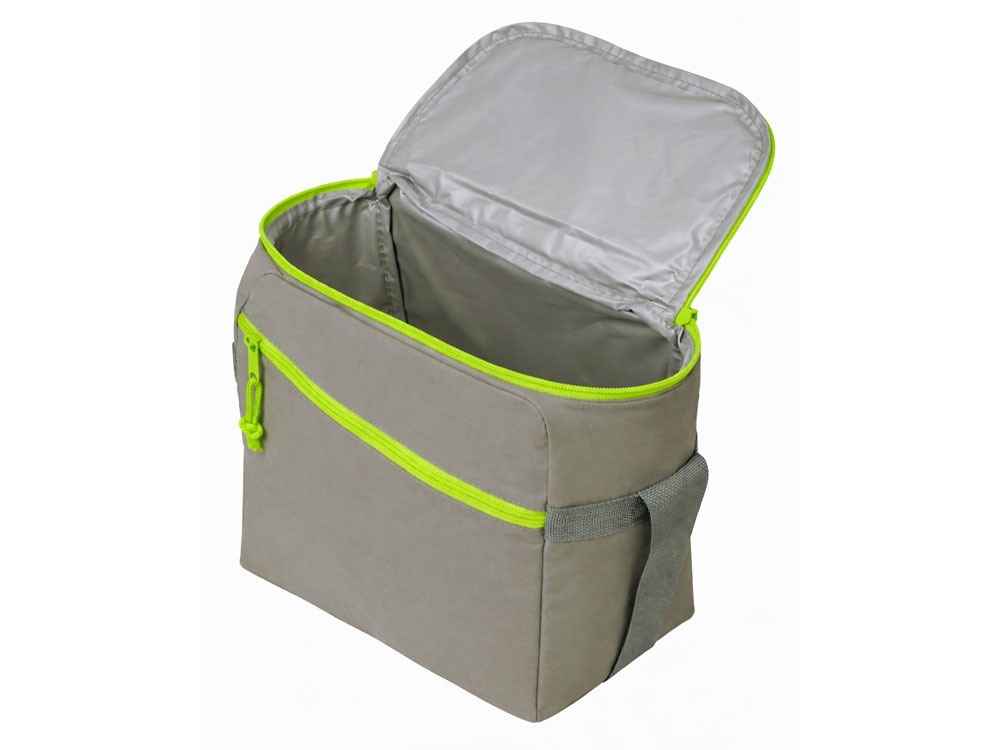 Изотермическая сумка-холодильник Neo Classic c контрастной молнией, серый/зеленое яблоко