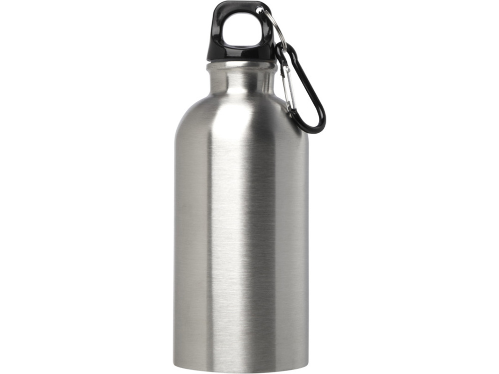 Одностенная бутылка для воды с карабином Oregon, изготовленная из нержавеющей стали, сертифицированной по стандарту RCS, объемом 400 мл - Серебряный
