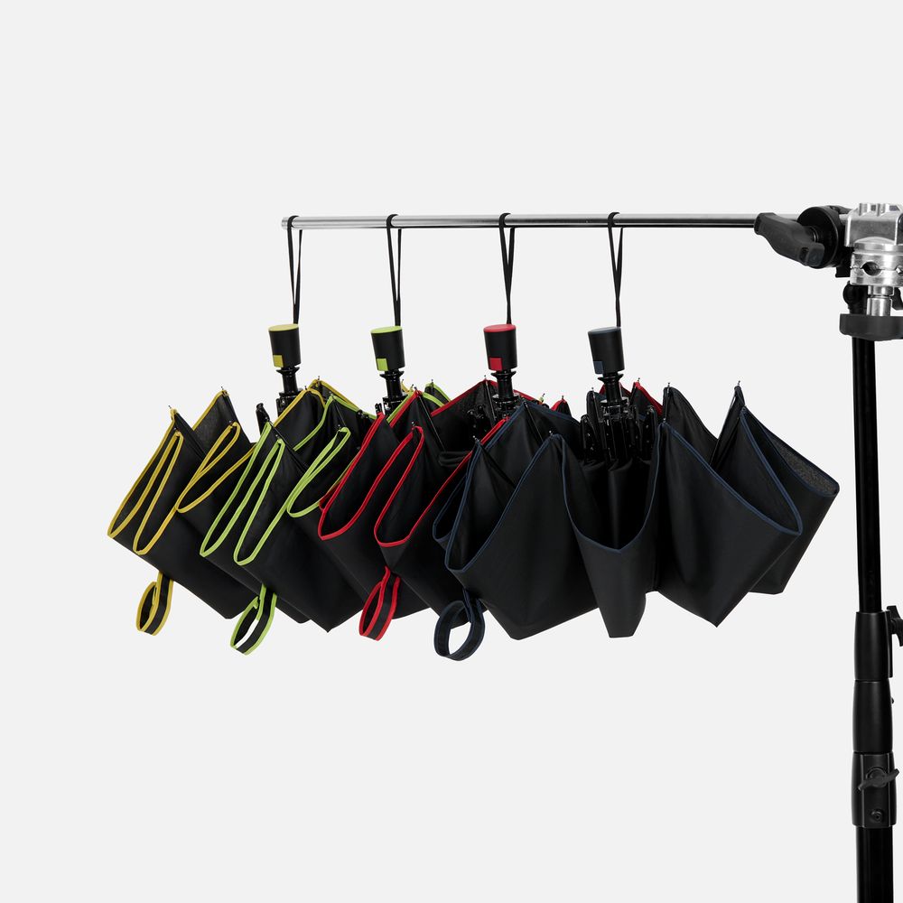 Зонт складной Edgeline, черный с желтым