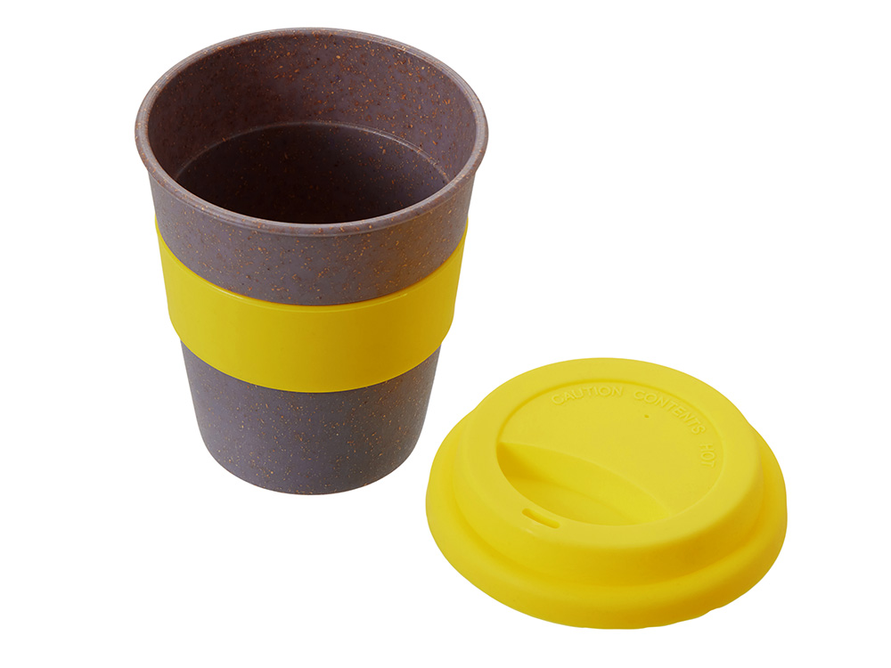 Стакан с силиконовой крышкой Cafe, желтый