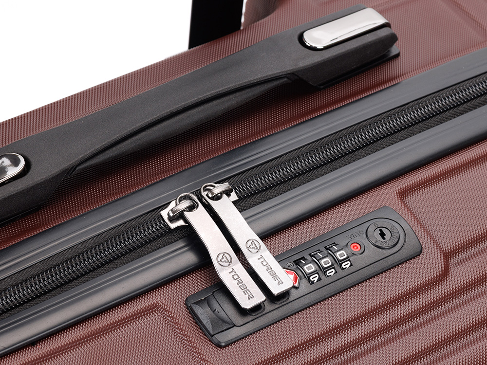 Чемодан TORBER Onego, бордовый, ABS-пластик, 79,5 х 51 х 29 см, 103 л