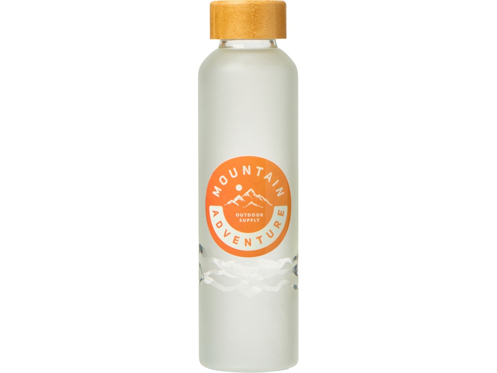 Стеклянная бутылка с бамбуковой крышкой Foggy, 600 мл с круговой УФ- печатью