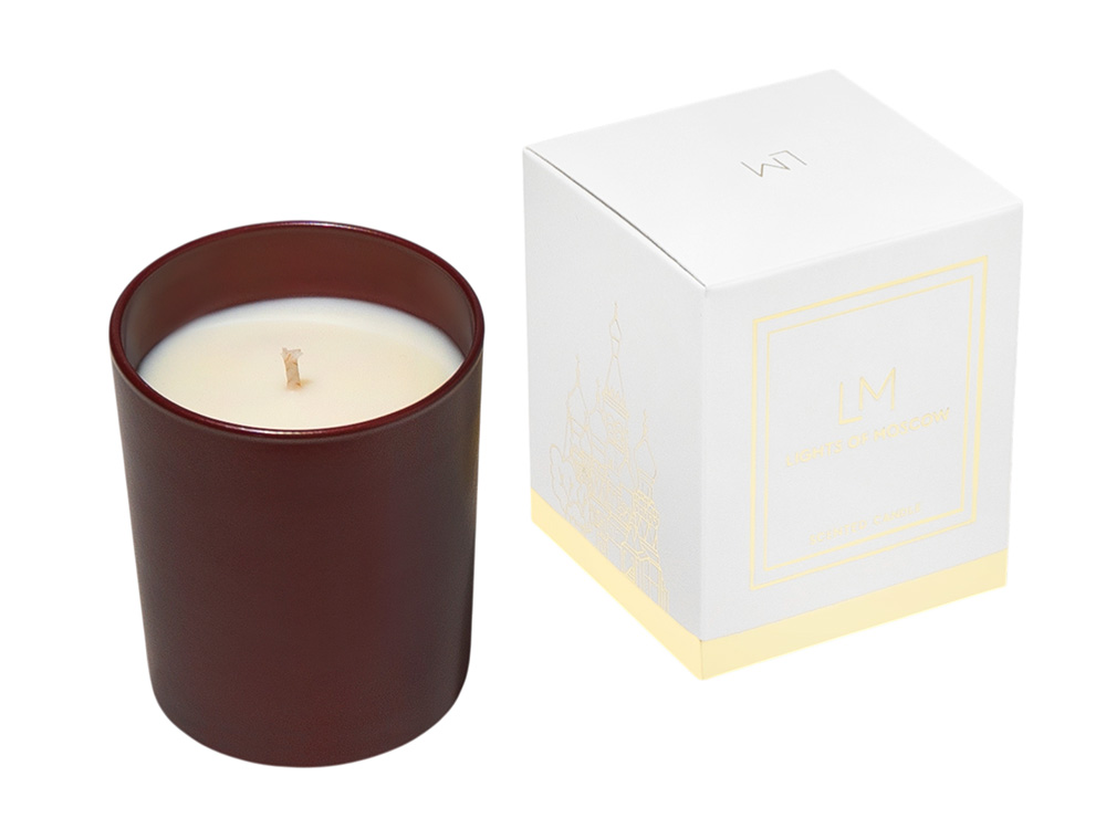 Ароматическая свеча в бордовом стакане Sunset, коллекция Exclusive, 250 мл (без лого LM)
