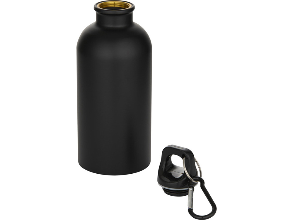 Oregon одностенная бутылка для воды с карабином, изготовленная из нержавеющей стали, сертифицированной по стандарту RCS, объемом 400 мл - Черный
